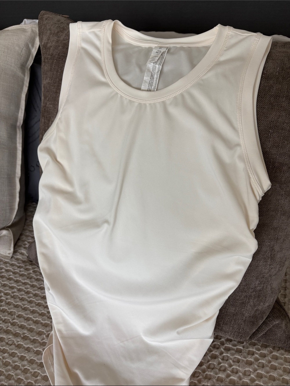 Marika Cream Sleeveless Scoop Athletic Tank